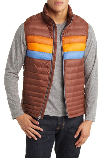 Shop Cotopaxi Fuego Water Resistant 800 Fill Power Down Vest In Acorn Stripes