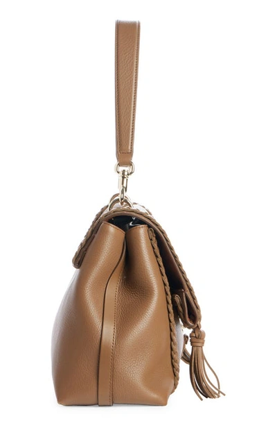 Shop Chloé Medium Penelope Leather Bag In Dark Nut 29x