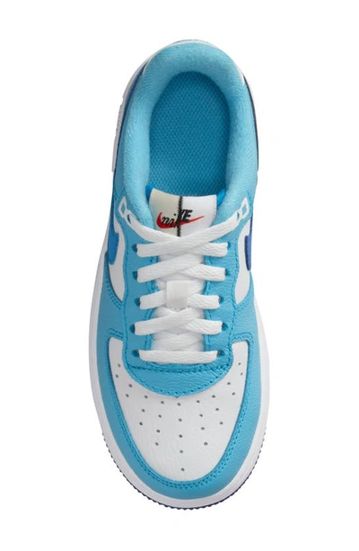 Shop Nike Kids' Air Force 1 Lv8 Sneaker In White/ Light Blue/ Royal Blue
