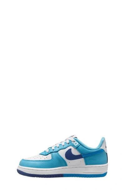 Shop Nike Kids' Air Force 1 Lv8 Sneaker In White/ Light Blue/ Royal Blue