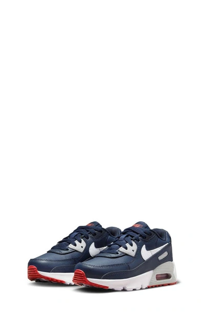 Shop Nike Kids' Air Max 90 Ltr Sneaker In Obsidian/ White/ Navy/ Red