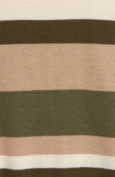 Shop Miles Baby Kids' Lichen & Latte Stripe Organic Cotton Sweater In Green Olive
