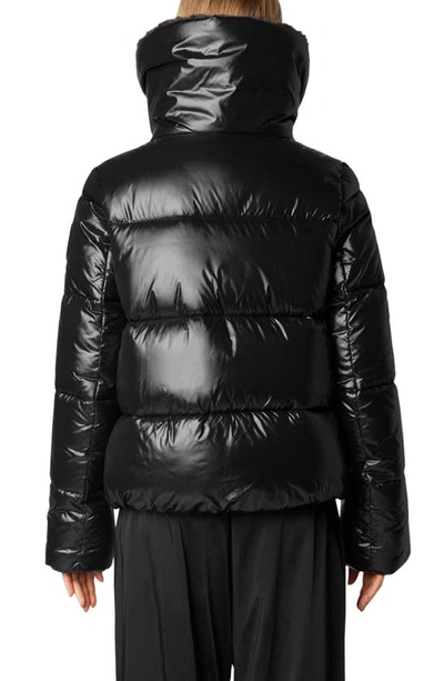 Shop Save The Duck Faux Fur Lined Wind Resistant & Water Repellent Insulated Puffer Jacket In Black