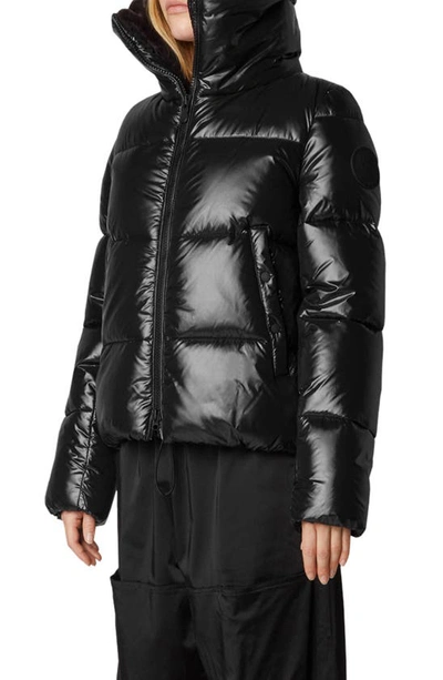 Shop Save The Duck Faux Fur Lined Wind Resistant & Water Repellent Insulated Puffer Jacket In Black