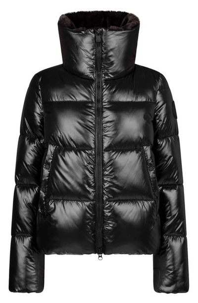 Shop Save The Duck Faux Fur Lined Wind Resistant & Water Repellent Insulated Puffer Jacket In Black