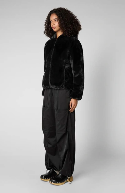 Shop Save The Duck Laila Faux Fur Lined Reversible Recycled Polyester Puffer Jacket In Black