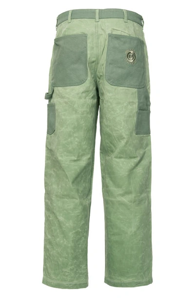 Shop Round Two Double Knee Wax Cotton Carpenter Pants In Green