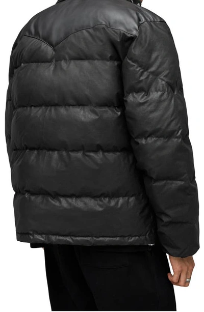Shop Allsaints Altair Waxed Puffer Jacket With Stowaway Hood In Black