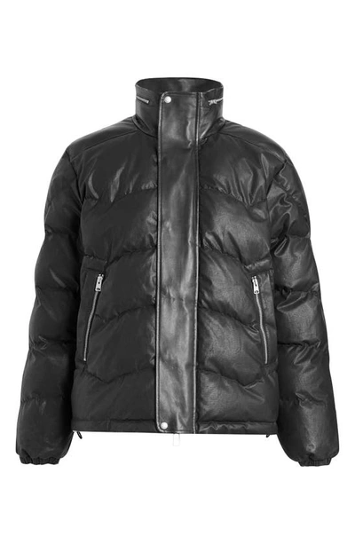 Shop Allsaints Altair Waxed Puffer Jacket With Stowaway Hood In Black