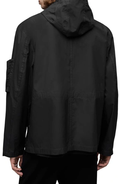 Shop Allsaints Tycho Water Repellent Hooded Utility Jacket In Black/ Silver