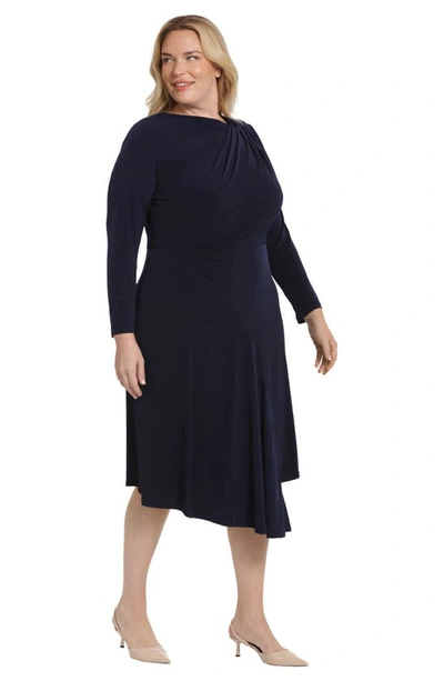 Shop Maggy London Gathered Dress In Moonlight Navy