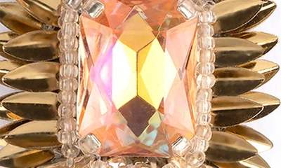 Shop Deepa Gurnani Klara Beaded Crystal Drop Earrings In Peach
