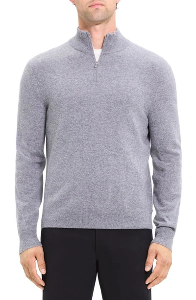Shop Theory Hilles Quarter Zip Cashmere Sweater In Derby Heather