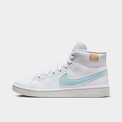 Shop Nike Women's Court Royale 2 Mid Casual Shoes In White/blue Tint
