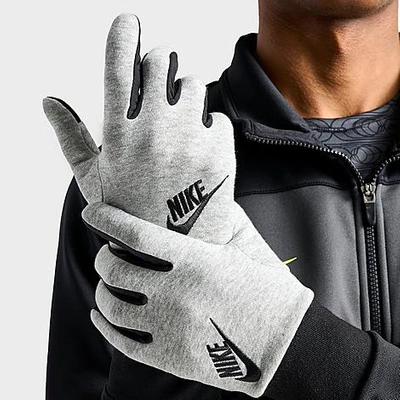 Shop Nike Men's Club Fleece 2.0 Gloves In Dark Grey Heather/black