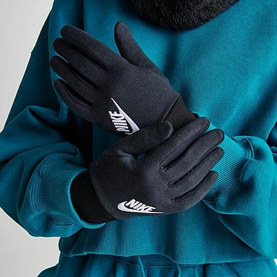 Shop Nike Women's Club Fleece Gloves In White/black
