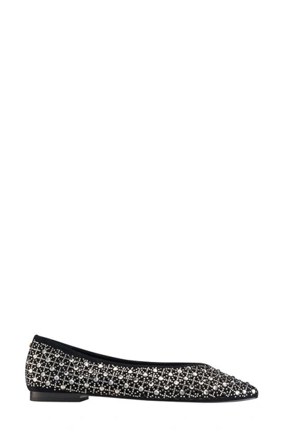 Birdies Goldfinch Pointed Toe Flat In Pewter Crystal Suede