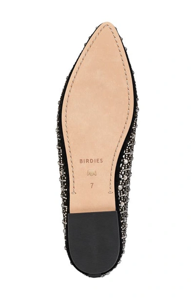 Birdies Goldfinch Pointed Toe Flat In Pewter Crystal Suede