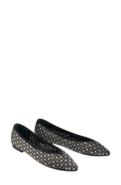 Shop Birdies Goldfinch Pointed Toe Flat In Pewter Crystal Suede