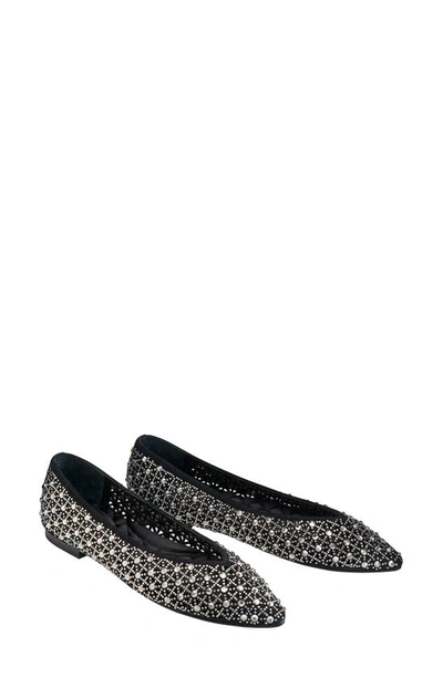 Birdies Goldfinch Pointed Toe Flat In Pewter Crystal Suede