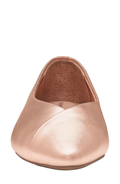 Shop Birdies Goldfinch Pointed Toe Flat In Rose Gold Leather