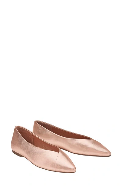 Shop Birdies Goldfinch Pointed Toe Flat In Rose Gold Leather