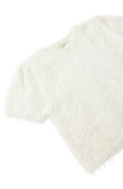 Shop Peek Aren't You Curious Kids' Fuzzy Sweater & Metallic Print Skirt Set In Off-white