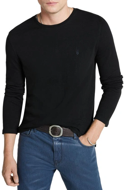 Shop John Varvatos Marlow Slub Long Sleeve T-shirt In Black