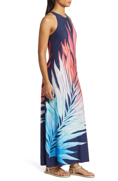 Shop Tommy Bahama Jasmina Perfectly Palm Sleeveless Maxi Dress In Island Navy