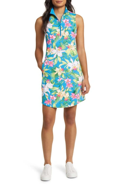 Shop Tommy Bahama Aubrey Bayside Blooms Sleeveless A-line Dress In Blue Canal