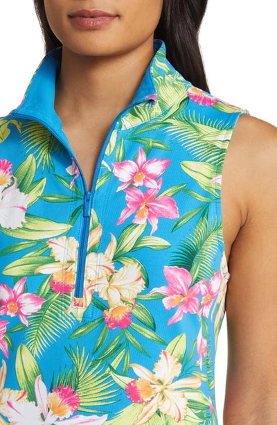 Shop Tommy Bahama Aubrey Bayside Blooms Sleeveless A-line Dress In Blue Canal
