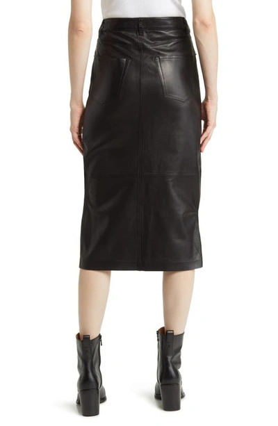 Shop Frame Leather Midi Skirt In Black