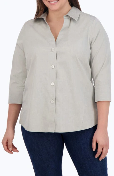 Shop Foxcroft Paige Button-up Shirt In Silver