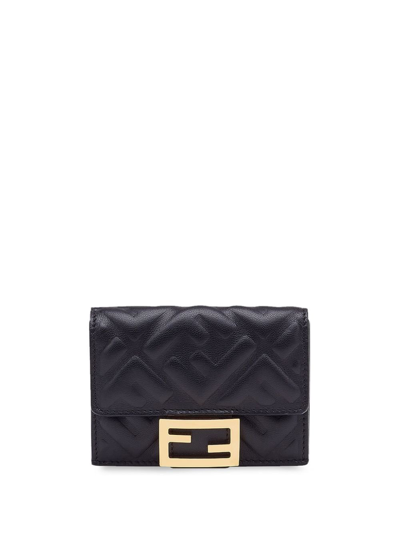 Shop Fendi Black Ff Embossed Leather Wallet