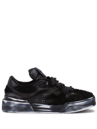 Shop Dolce & Gabbana Black New Roma Panelled Sneakers