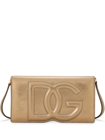 Shop Dolce & Gabbana Gold-tone Logo-embossed Leather Wallet
