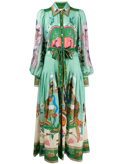 Shop Alemais Multicolour Evergreen Artwork-print Dress