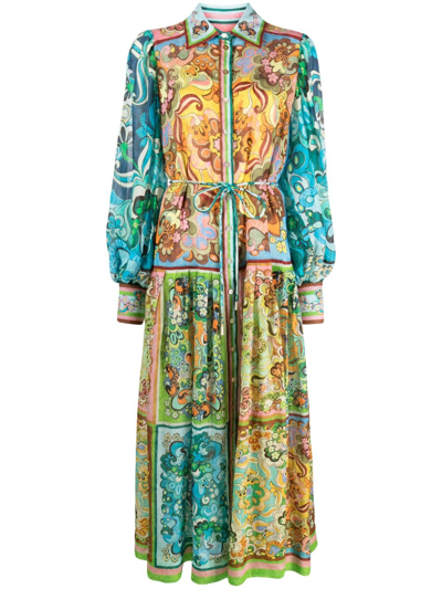 Shop Alemais Blue Dreamer Floral-print Dress