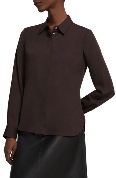 Shop Theory Classic Fitted Silk Shirt In Mink