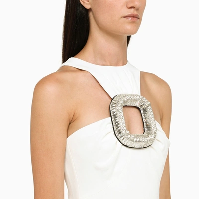 Shop David Koma White Asymmetrical Midi Dress