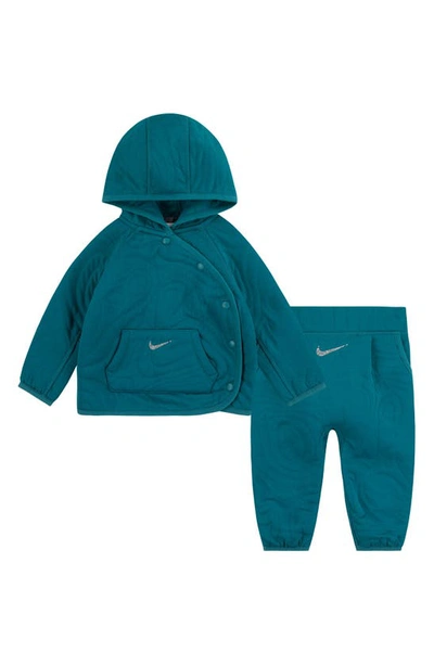 Shop Nike Ready Set Snap Hoodie & Leggings Set In Geode Teal
