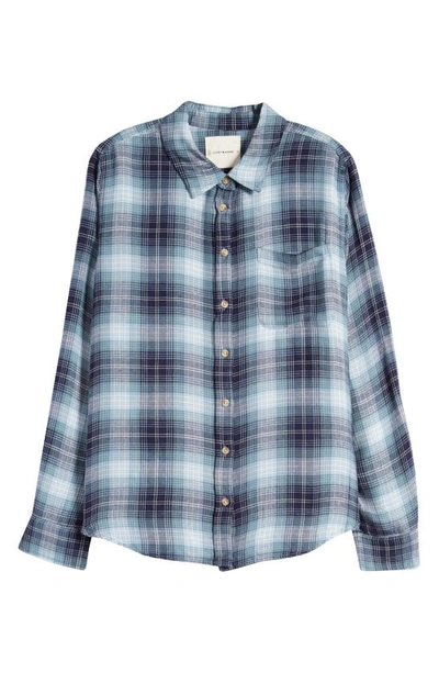 Shop Lucky Brand Cloud Plaid Boyfriend Shirt In Eclipse Teal Plaid