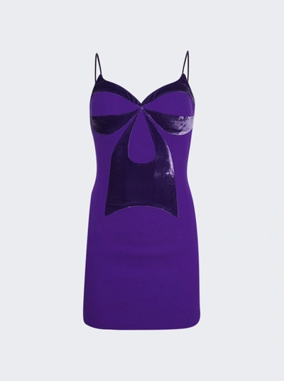 Shop Sergio Hudson Mini Dress With Velvet Detail In Purple