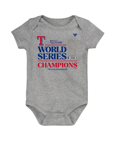 Fanatics Infant  Branded Heather Gray Texas Rangers 2023 World Series Champions Locker Room Bodysuit In Heather Gray
