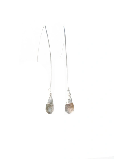 Shop A Blonde And Her Bag Jill Long Wire Drop Earring In Labradorite In Silver