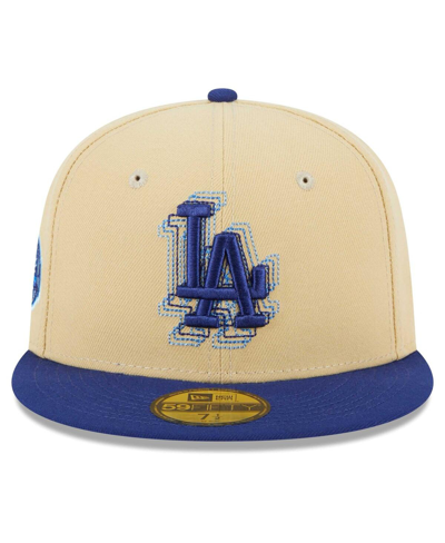 Shop New Era Men's  Cream, Royal Los Angeles Dodgers Illusion 59fifty Fitted Hat In Cream,royal