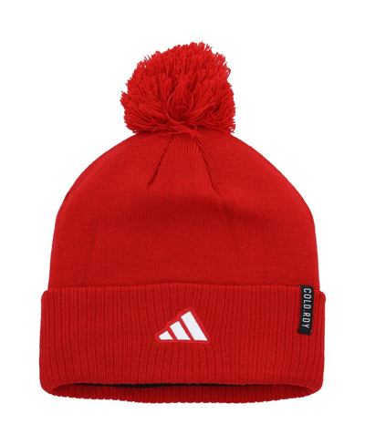 Shop Adidas Originals Men's Adidas Scarlet Nebraska Huskers 2023 Sideline Cold.rdy Cuffed Knit Hat With Pom