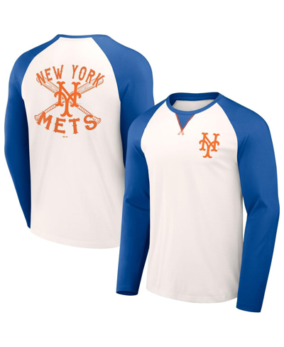 Fanatics Men's Darius Rucker Collection By  White, Royal Distressed New York Mets Team Color Raglan T In White,royal