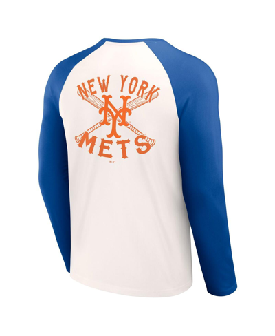 Fanatics Men's Darius Rucker Collection By  White, Royal Distressed New York Mets Team Color Raglan T In White,royal