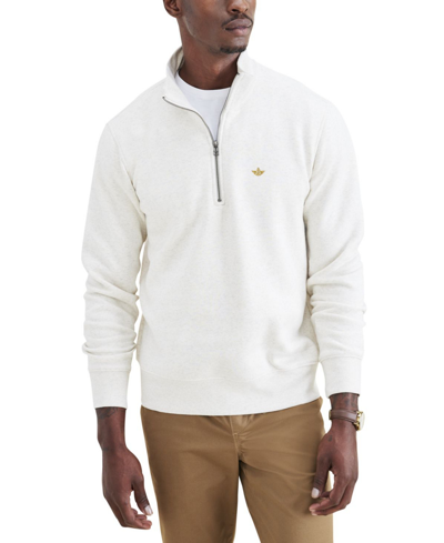 Shop Dockers Men's Classic-fit 1/4-zip Fleece Sweatshirt In Cream Heather